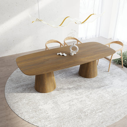 Solid Oak Dining Table with Wooden Base 045