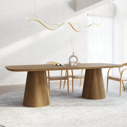 Solid Oak Dining Table with Wooden Base 045