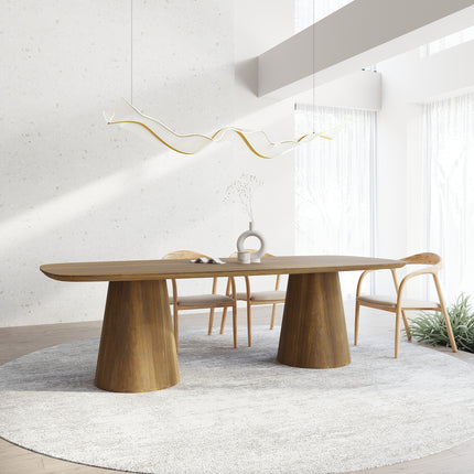 Solid Oak Dining Table with Wooden Base 045