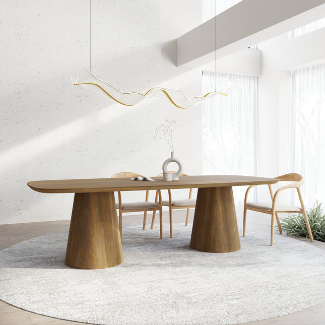 Solid Oak Dining Table with Wooden Base 045