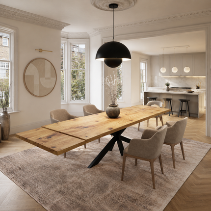 Brigg Dining Table Straight Edge Extendable 2 Sides  Star Steel Base