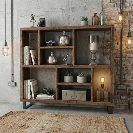 Rustic Bookcase Handmade Industrial Style Bookcase Bookshelf Storage Unit Cabinet 1510