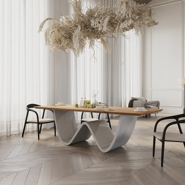 Nocton Oak Modern Dining Table Wave