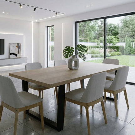 Elsham Solid Oak Dining Table Standard Steel Leg