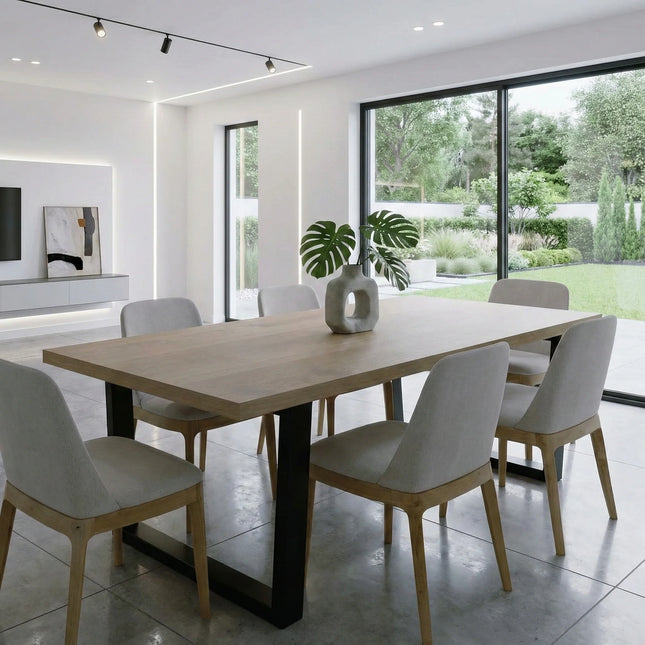 Elsham Solid Oak Dining Table Standard Steel Leg