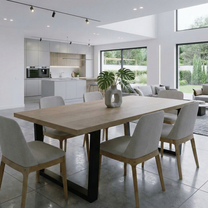 Solid Oak Dining Table Steel Leg Moffat