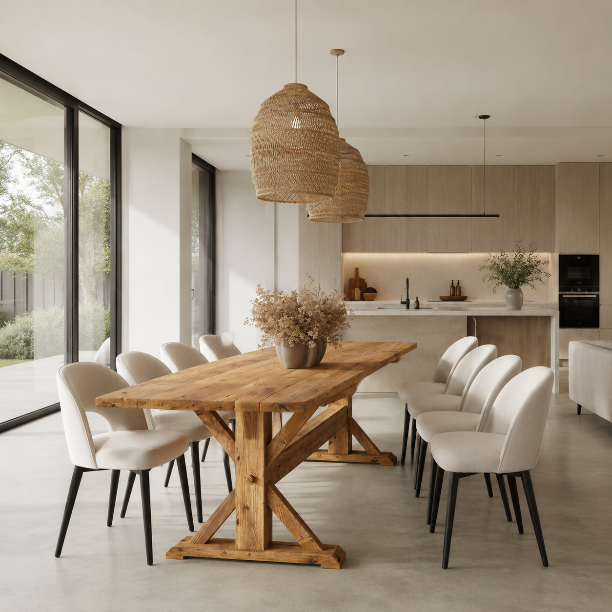 Rustic Dining Table Kirton Farmhouse X Beam Wooden Base – Clar Furniture UK