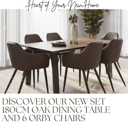 SET Solid Oak Dining Table + Chairs PU LEATHER ORBY