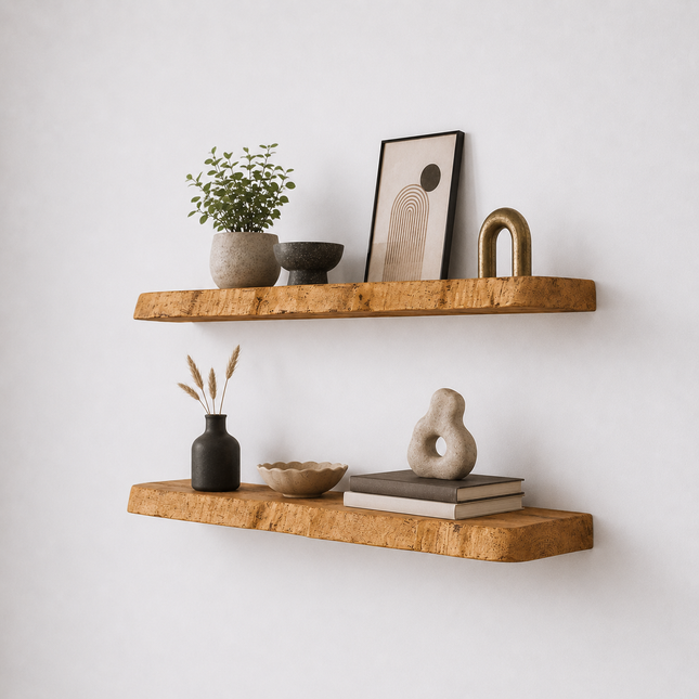 Croxby Live Edge Round Corners Rustic Floating Shelf