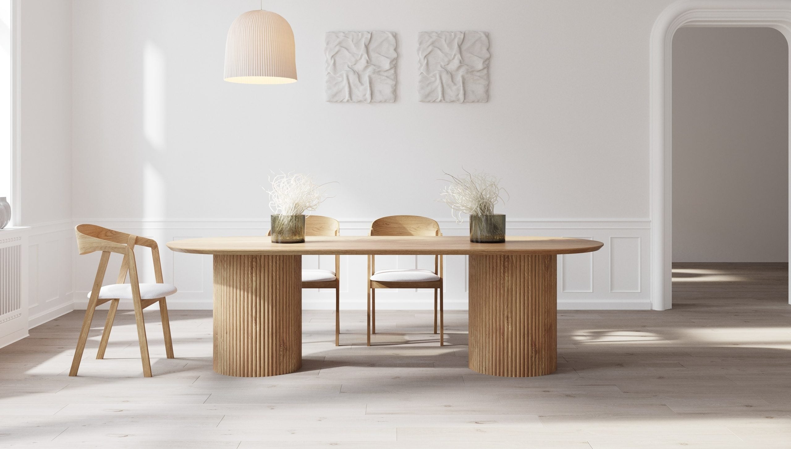 Table Multton Moulton Oak Dining Table Steel Base – Clar Furniture UK