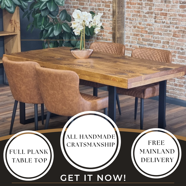 Grantham Thick Dining Industrial Dining Table Square Steel Legs