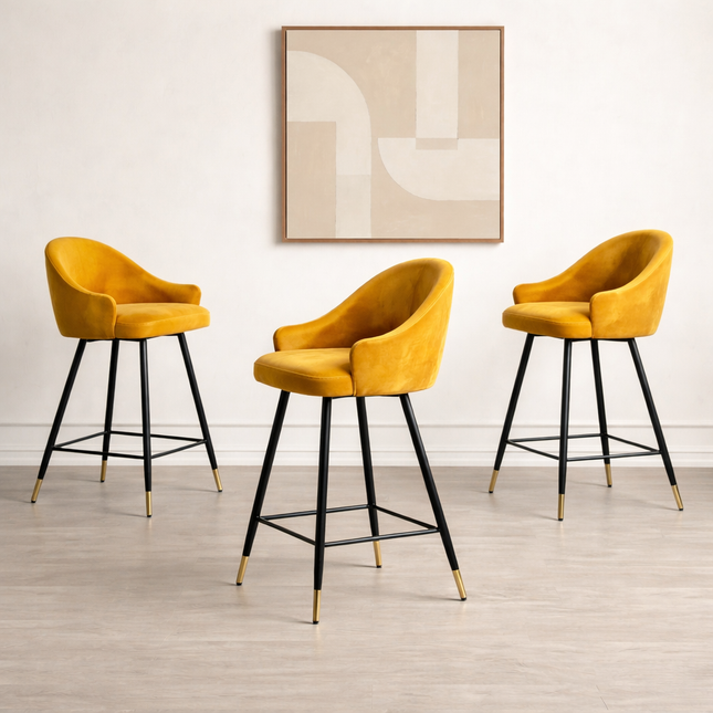 Bar Stools Rose with black metal base