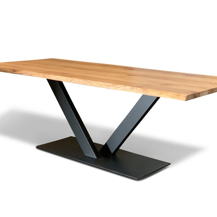 Solid Oak Dining Table Steel Leg 043