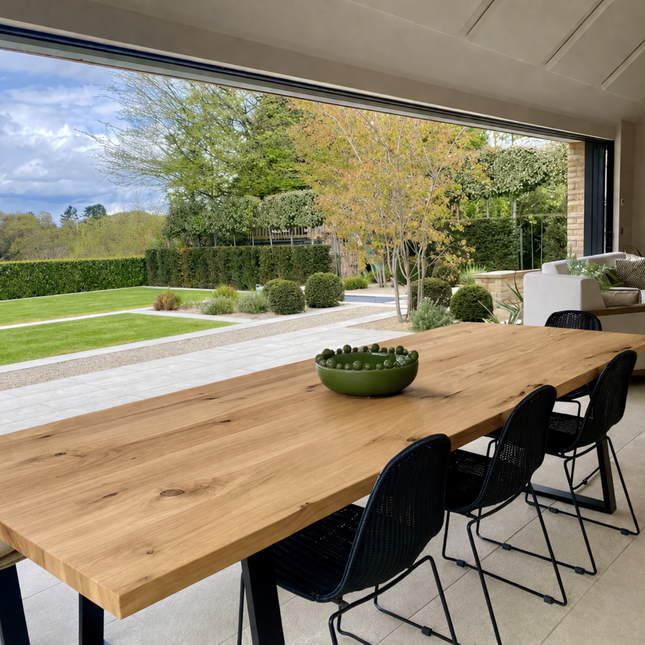 Wrangle Solid Oak Dining Table Steel Legs