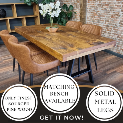 Grantham Thick Dining Industrial Dining Table A Frame Steel Legs