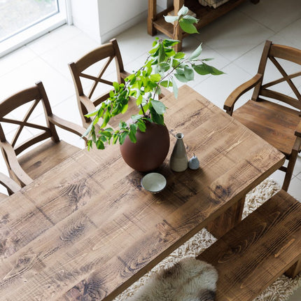 Grantham Thick Dining Industrial Dining Table with Wooden Square Legs