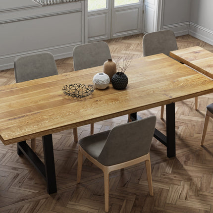Extendable Solid Oak Dining Table Clar AF Legs 085