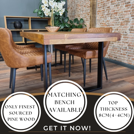 Grantham Thick Dining Industrial Dining Table Square Steel Legs