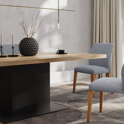 Solid Oak Dining Table Steel Base – Industrial Rustic Handmade Kitchen Table CLAR 012