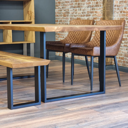 Louth Dining Table Industrial Rustic Wood Angle Cut Edge SQUARE Frame Metal Legs Cotswold