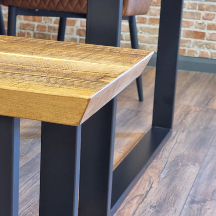 Louth Dining Table Industrial Rustic Wood Angle Cut Edge SQUARE Frame Metal Legs Cotswold