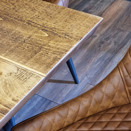 Louth Dining Table Industrial Rustic Wood Angle Cut Edge A Frame Metal Legs Cotswold