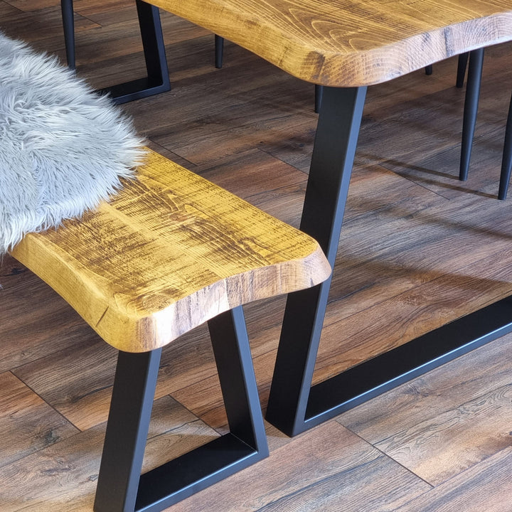 Live Edge Round Corners Dining Bench with Metal Legs – Clar Furniture UK