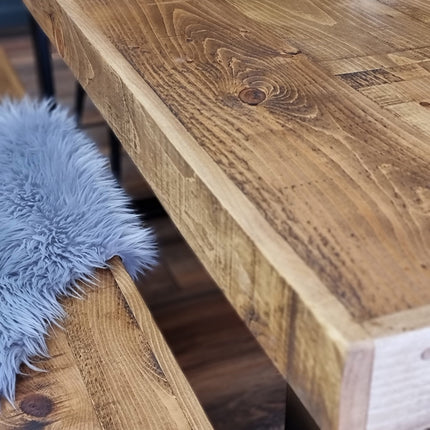 Dining Table Industrial Boston Dine Table Square Frame Steel Legs Industrial Rustic Wood – Handmade Kitchen Table