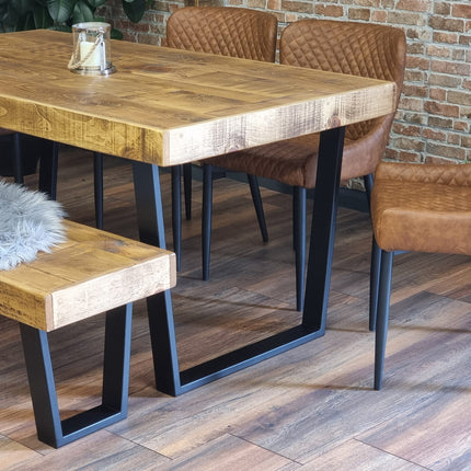 Dining Table Industrial Boston Dine Table V Frame Steel Legs Industrial Rustic Wood – Handmade Kitchen Table