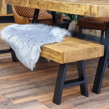 Dining Table Industrial Boston Dine Table A Frame Steel Legs Industrial Rustic Wood – Handmade Kitchen Table