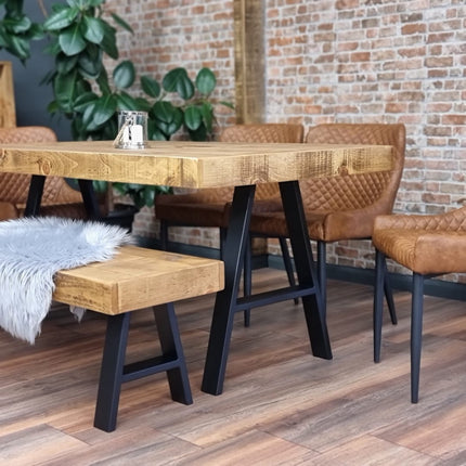 Dining Table Industrial Boston Dine Table A Frame Steel Legs Industrial Rustic Wood – Handmade Kitchen Table