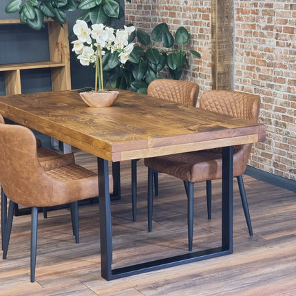 Grantham Thick Dining Industrial Dining Table Square Steel Legs