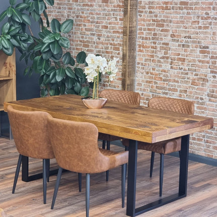 Grantham Thick Dining Industrial Dining Table Square Steel Legs