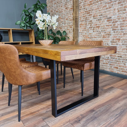 Grantham Thick Dining Industrial Dining Table Square Steel Legs