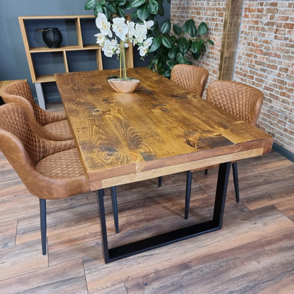 Grantham Thick Dining Industrial Dining Table Square Steel Legs