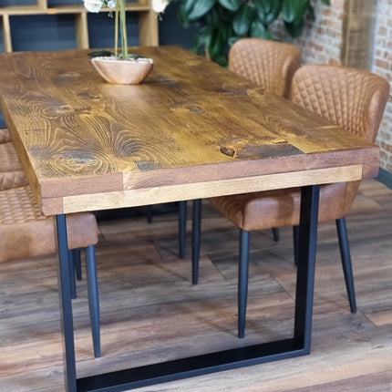 Grantham Thick Dining Industrial Dining Table Square Steel Legs