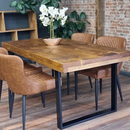 Grantham Thick Dining Industrial Dining Table Square Steel Legs