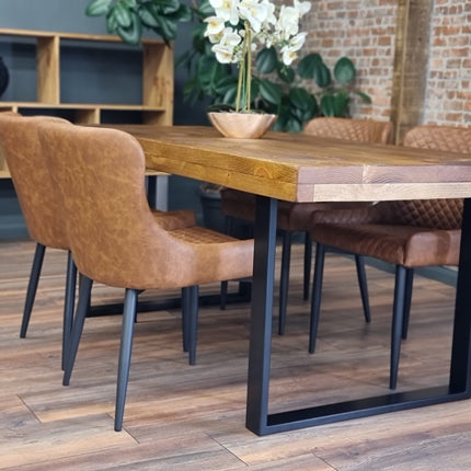 Grantham Thick Dining Industrial Dining Table Square Steel Legs