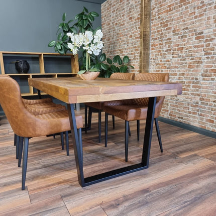 Grantham Thick Dining Industrial Dining Table V Frame Steel Legs