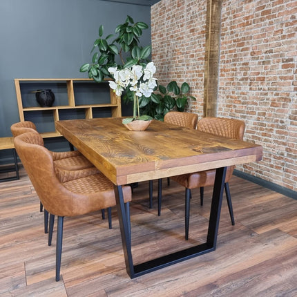 Grantham Thick Dining Industrial Dining Table V Frame Steel Legs