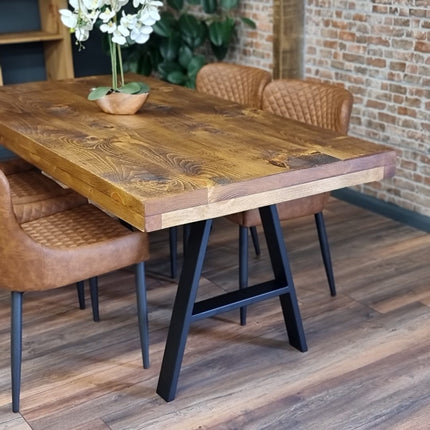 Grantham Thick Dining Industrial Dining Table A Frame Steel Legs