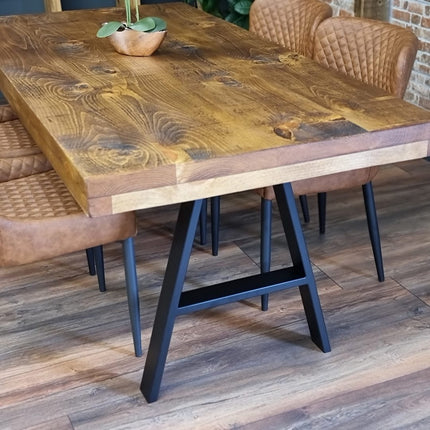 Grantham Thick Dining Industrial Dining Table A Frame Steel Legs