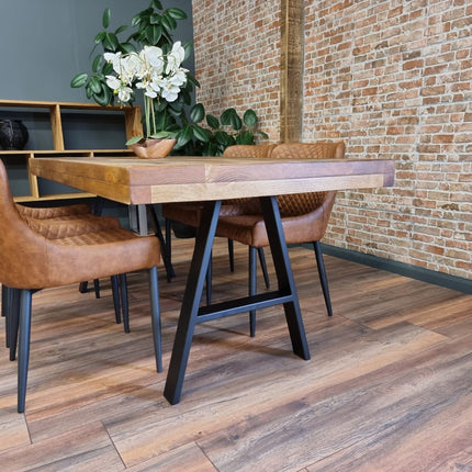 Grantham Thick Dining Industrial Dining Table A Frame Steel Legs