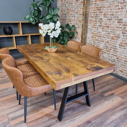 Grantham Thick Dining Industrial Dining Table A Frame Steel Legs