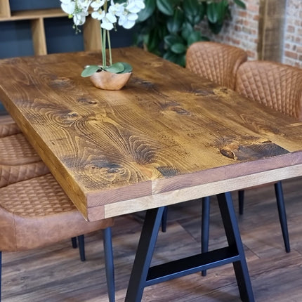 Grantham Thick Dining Industrial Dining Table A Frame Steel Legs