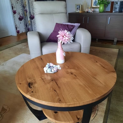 Oak Coffee table with two shelves NASH