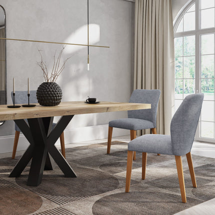 HARDWOOD Solid Oak Dining Table Steel Base- Industrial Rustic Handmade Kitchen Table CLAR 014