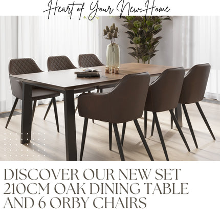 SET Solid Oak Dining Table + Chairs PU LEATHER ORBY