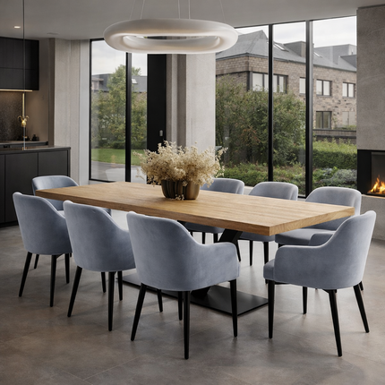 Bicker Solid Oak Dining Table Steel Base