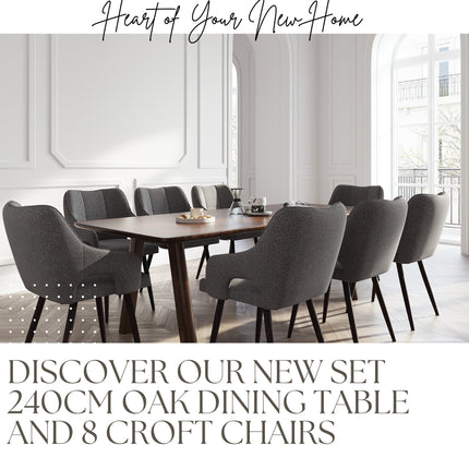 SET Solid Oak Dining Table + Chairs CROFT